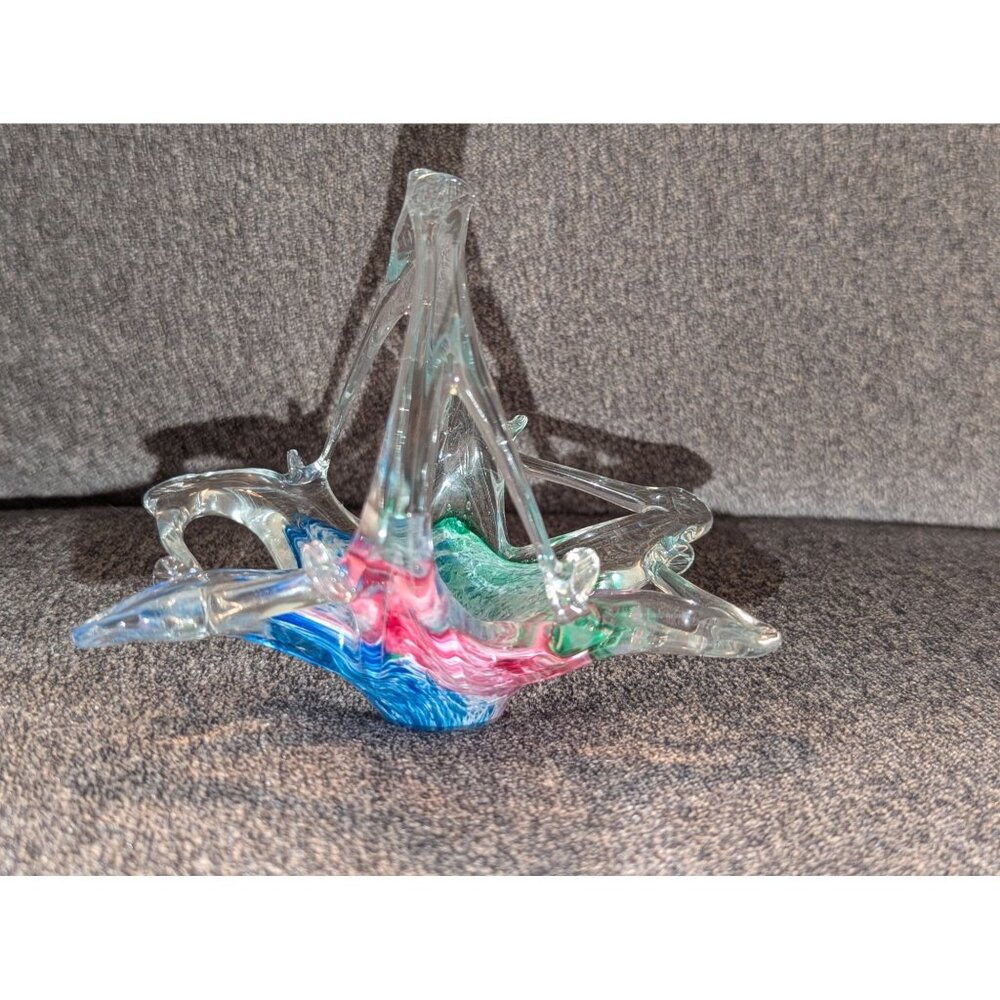 Murano Art Glass Starfish Bowl, Handblown Multicolor